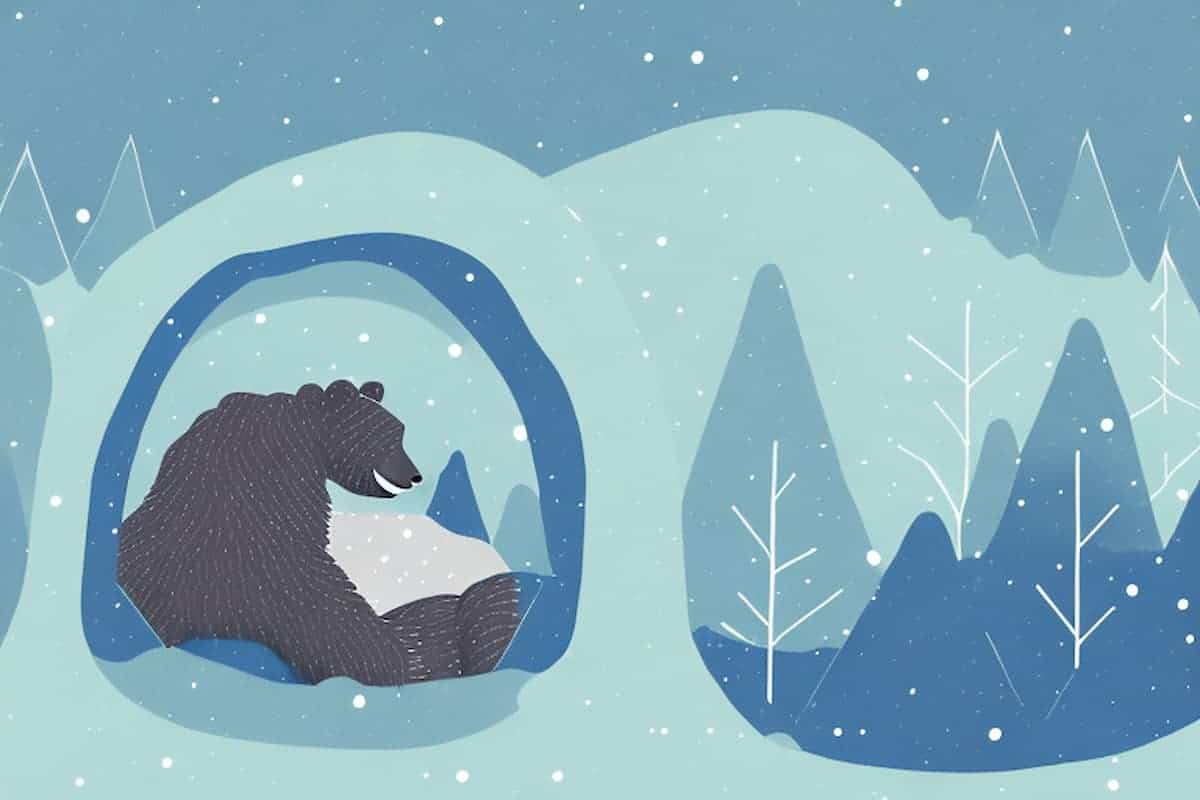 Do Bears Sleep All Winter - cartoon image of a bear sleeping in winter