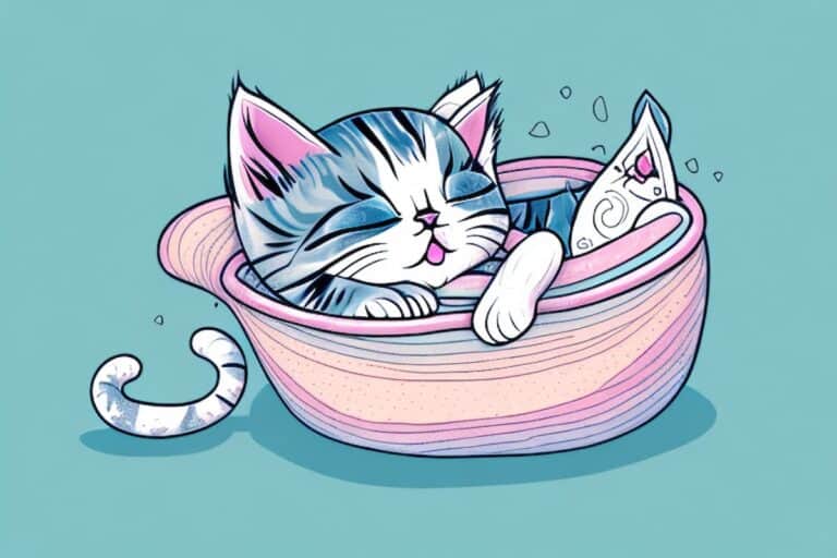 Why Do Kittens Sleep So Much - cartoon image of a kitten sleeping