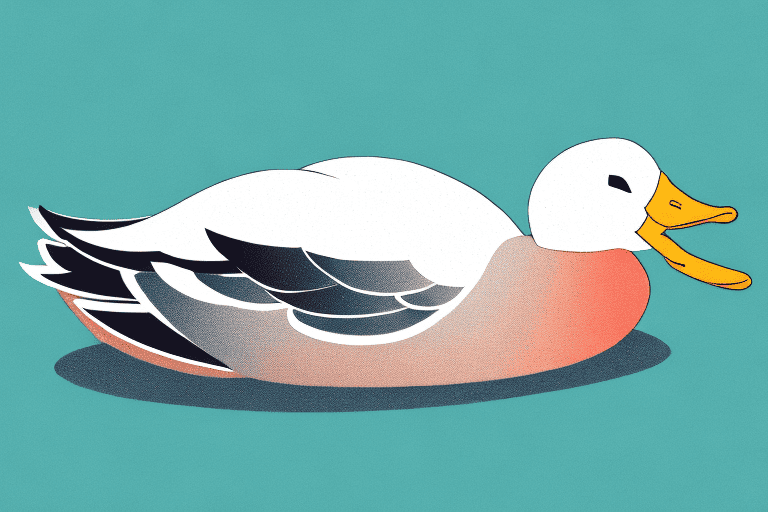 A duck in a sleeping position