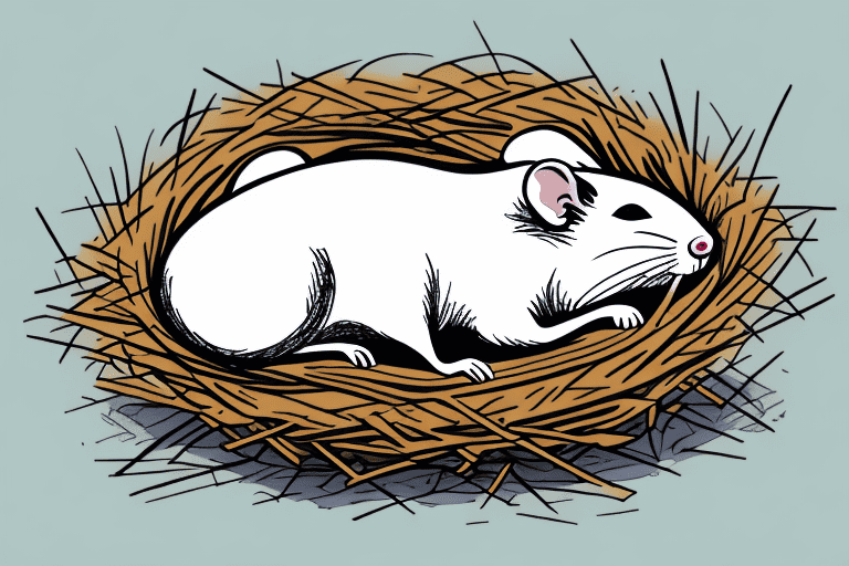 A rat sleeping in a nest