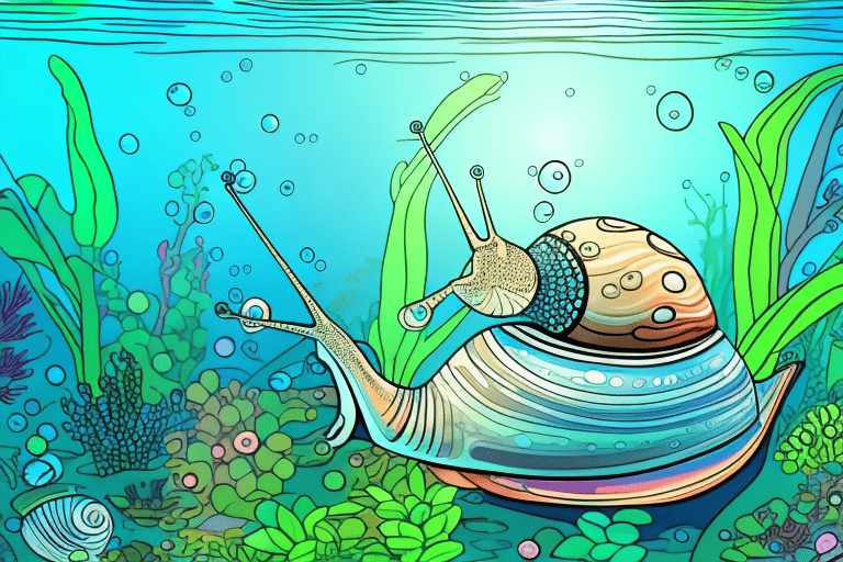 A snail in a fish tank